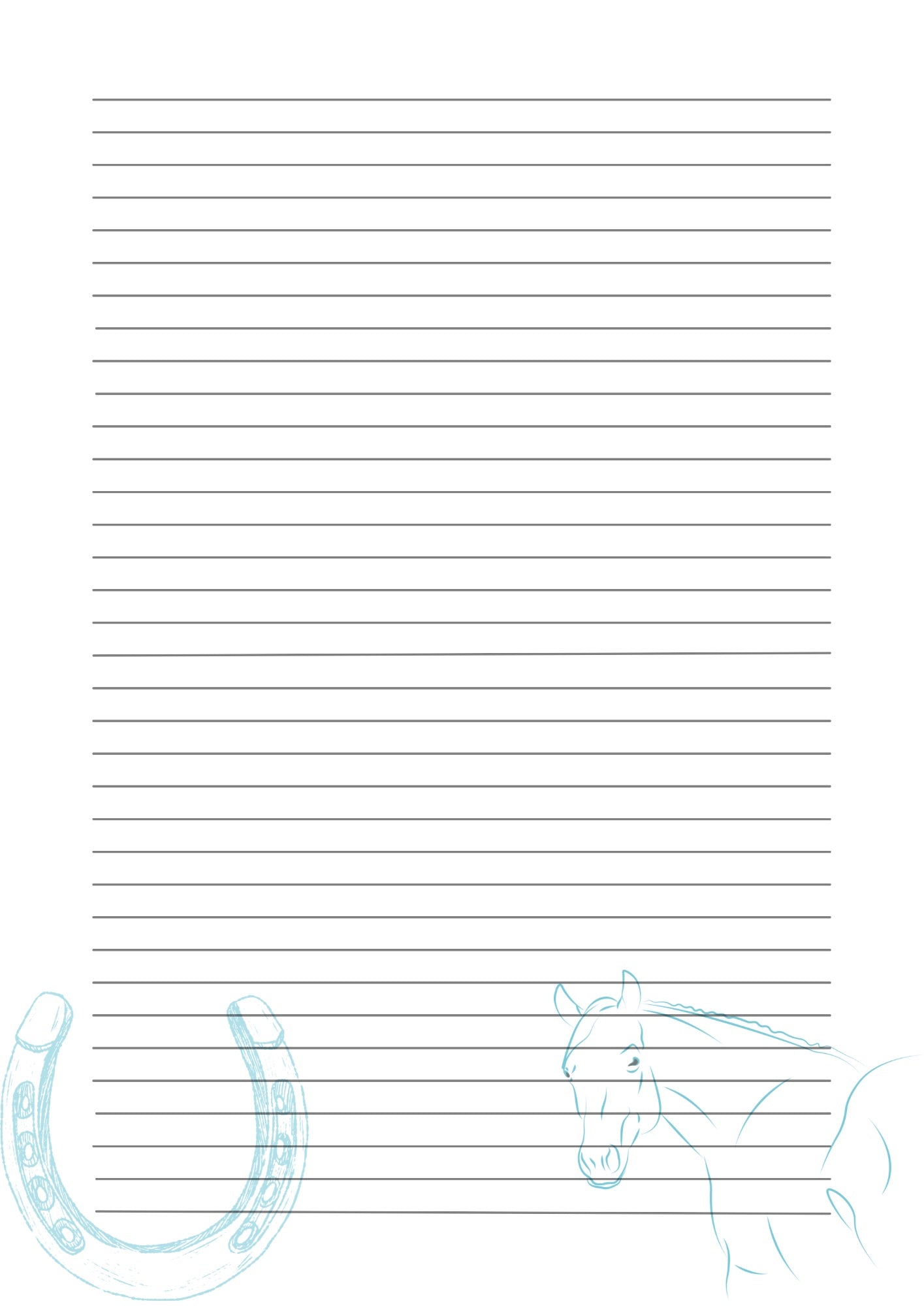 Horse and Horse Shoe Lined Stationery